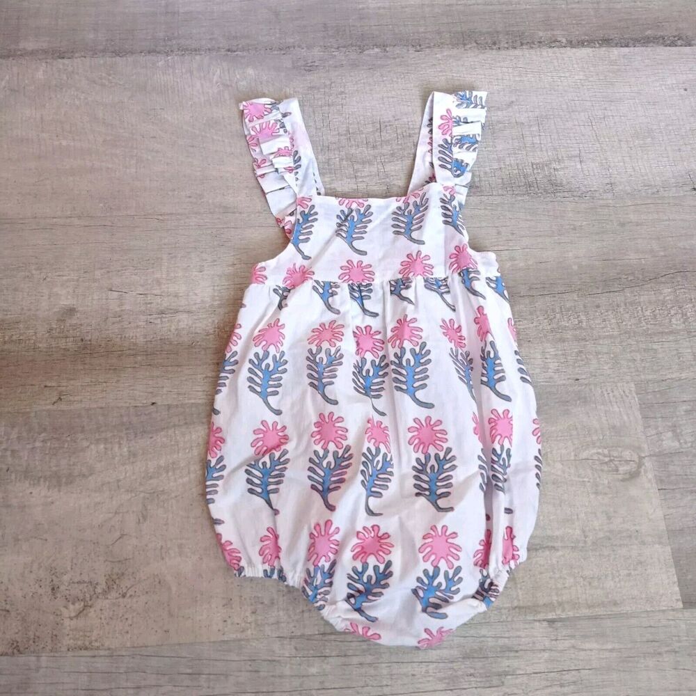 New OLIPHANT Little Girls' Baby Ruffle Bubble Romper Baby Size 6-12 M White - Picture 2 of 8